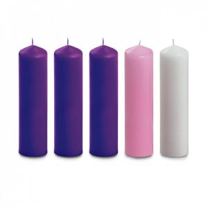 8″ X 2″ Advent Candles (3 Purple,1 Pink & 1 White)