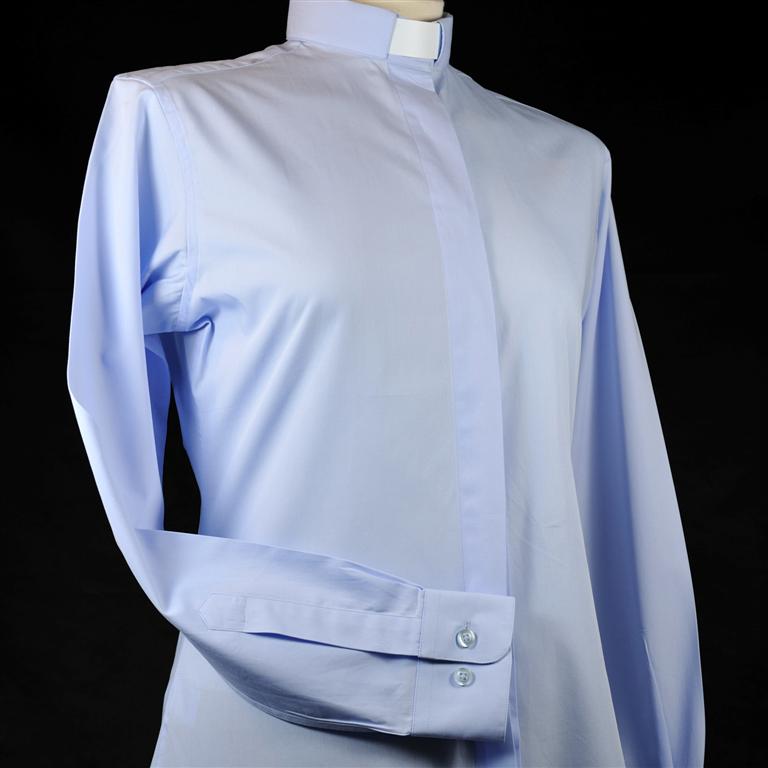 Ladies Fairtrade Clerical Shirt Light Blue