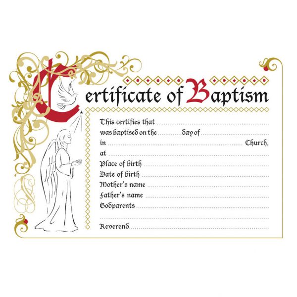 Baptism Certificates Old English Design inc Envelopes x 25 Grace