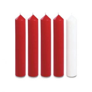 12″ X 2″ Advent Candles O/D (4 red & 1 white)